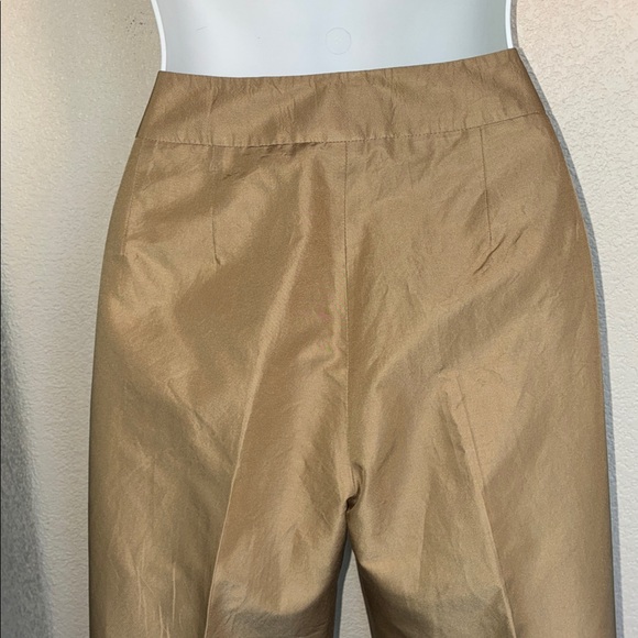 TALBOTS slacks, gold, silk blend, side zip, ankle slit, front pockets. 8 EUC - Picture 7 of 17